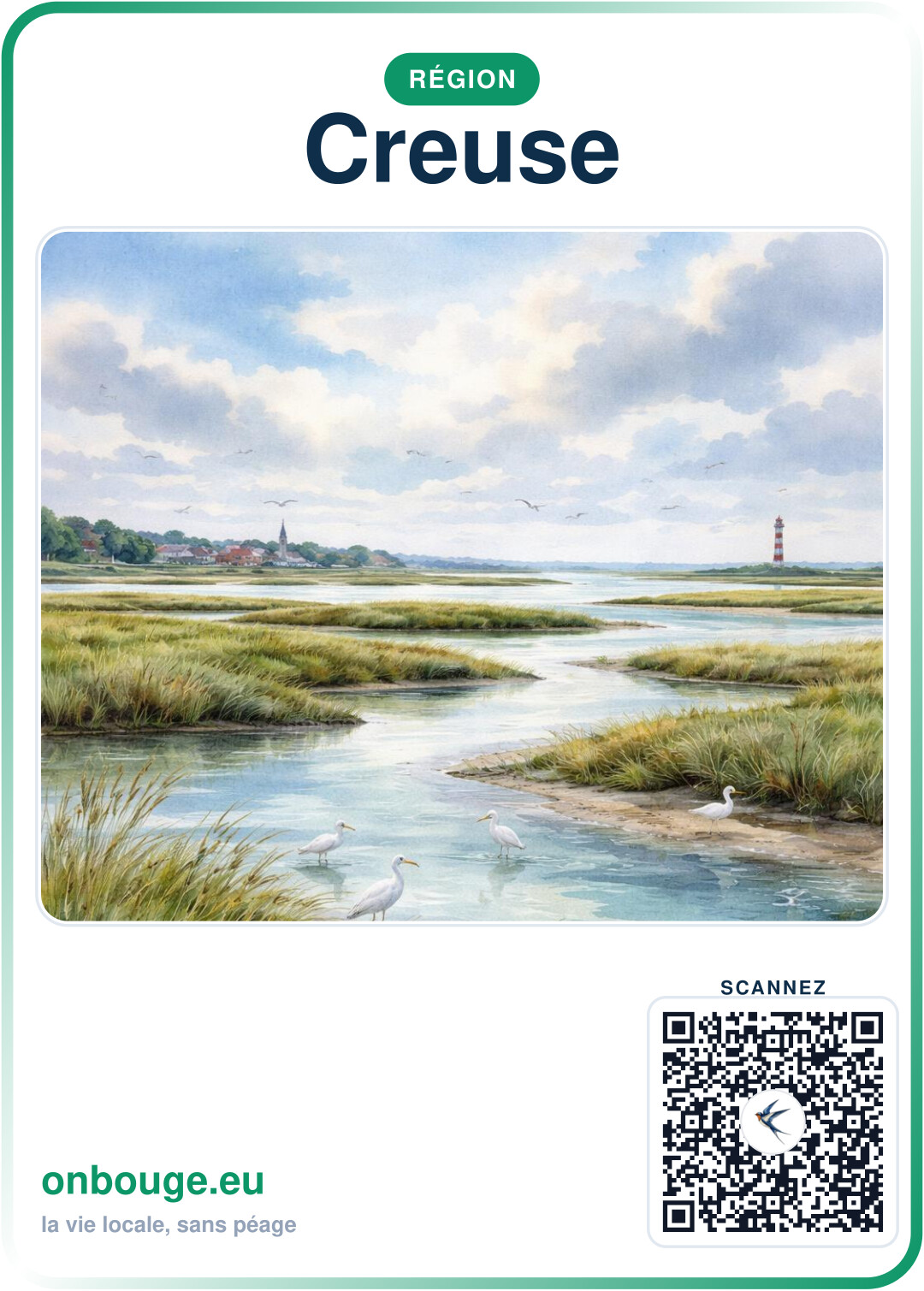 Aquarelle Creuse — carte OnBouge avec QR