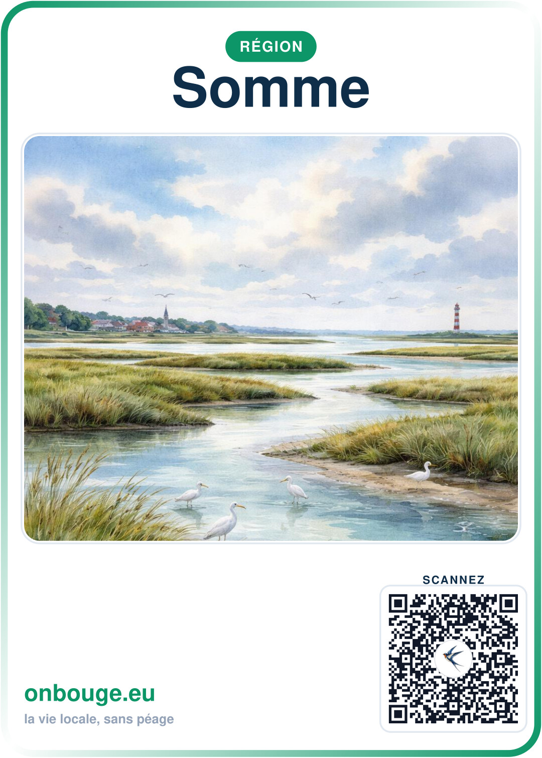 Aquarelle Somme — carte OnBouge avec QR