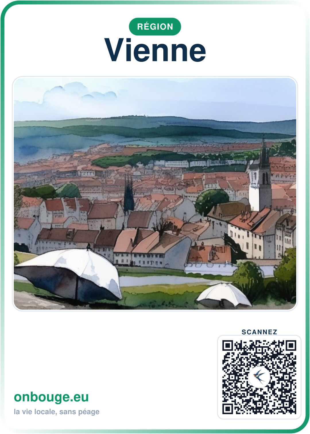 Aquarelle Vienne — carte OnBouge avec QR