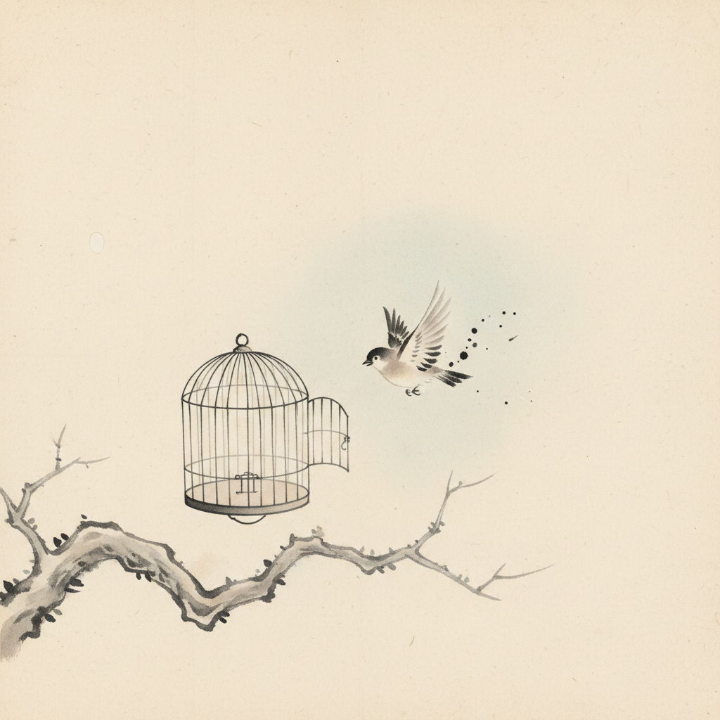 Oiseau Cage Ouverte