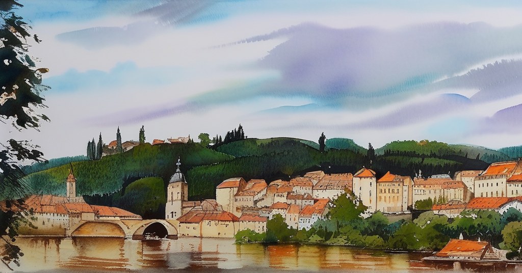 Amplepuis — aquarelle — France