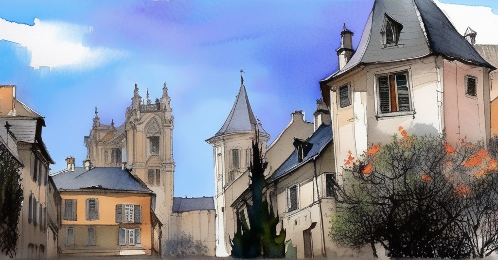Aubigny-sur-Nère — aquarelle — France
