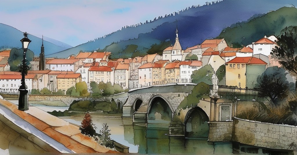 Aurec-sur-Loire — aquarelle — France