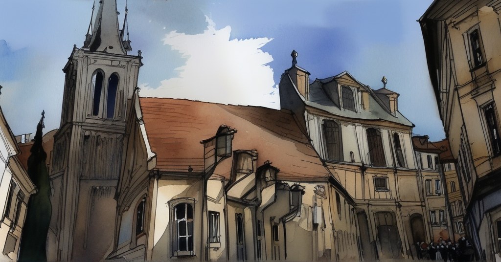 Beaumont-le-Roger — aquarelle — France