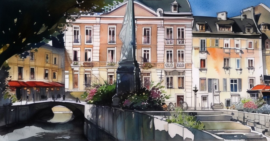 Bonneville — aquarelle — France