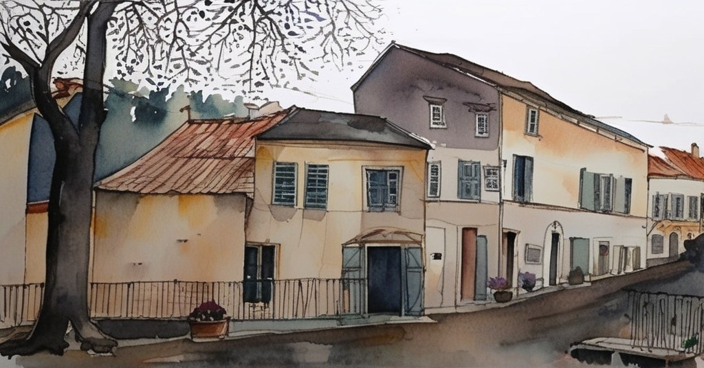 Carrières-sur-Seine — aquarelle — France