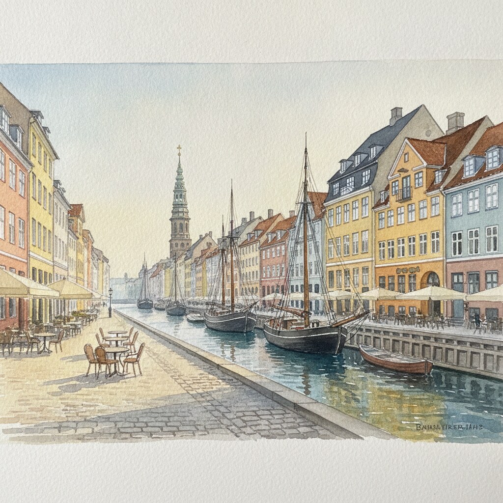 Copenhague — aquarelle — Danemark