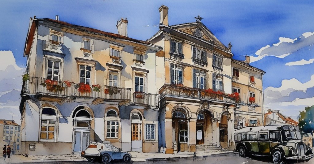 Domfront en Poiraie — aquarelle — France