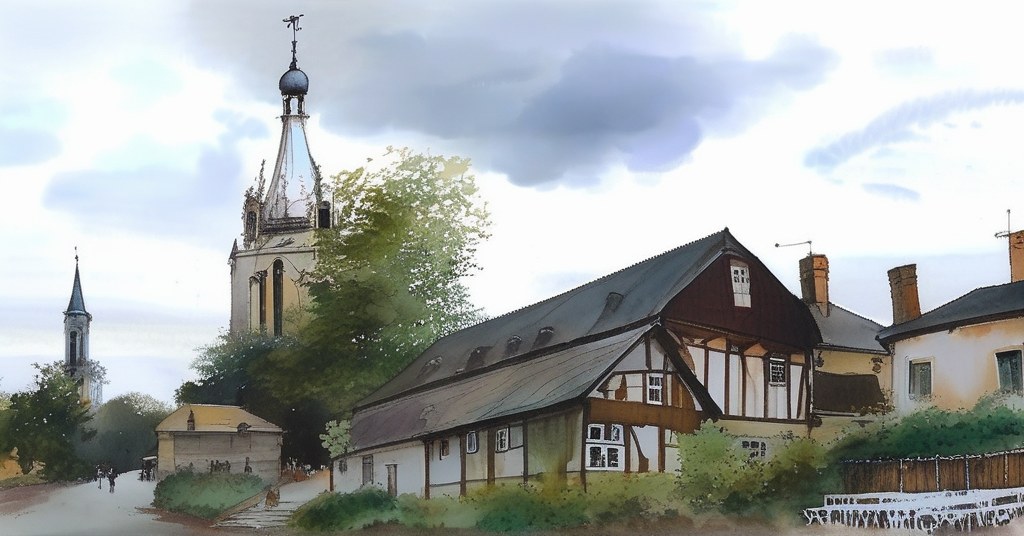 Ézy-sur-Eure — aquarelle — France