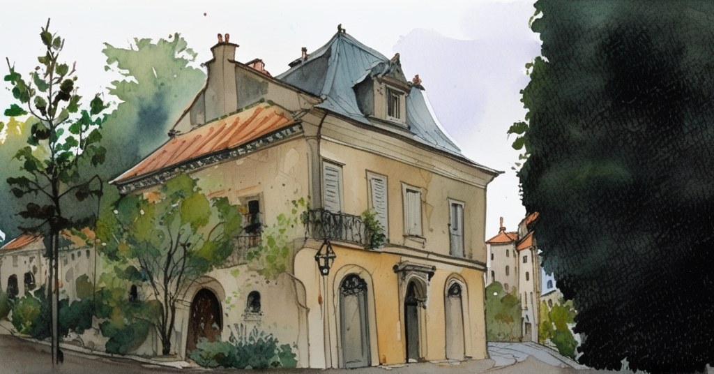 Gargenville — aquarelle — France