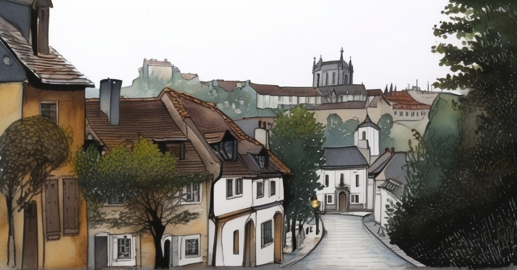 Houdan — aquarelle — France