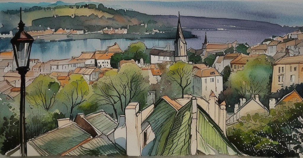 Ivry-la-Bataille — aquarelle — France