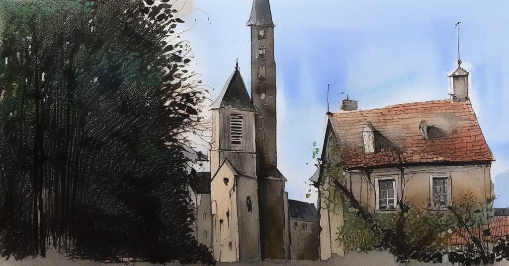 Juvigny Val d'Andaine — aquarelle — France