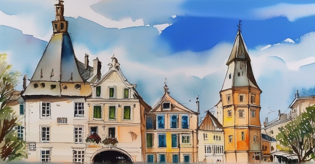 Maintenon — aquarelle — France
