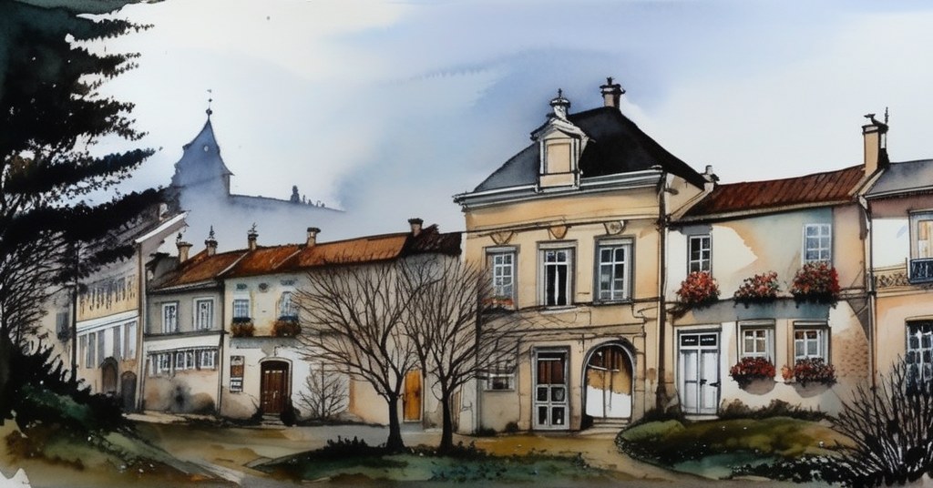 Mantes-la-Ville — aquarelle — France