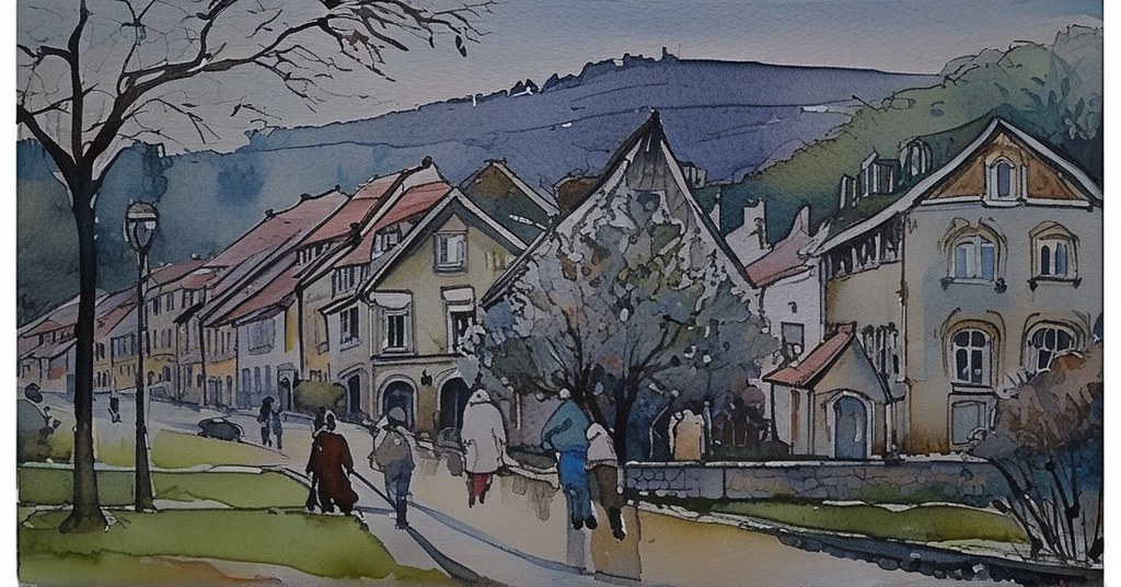 Aquarelle de Saint-Hilaire-du-Harcouët