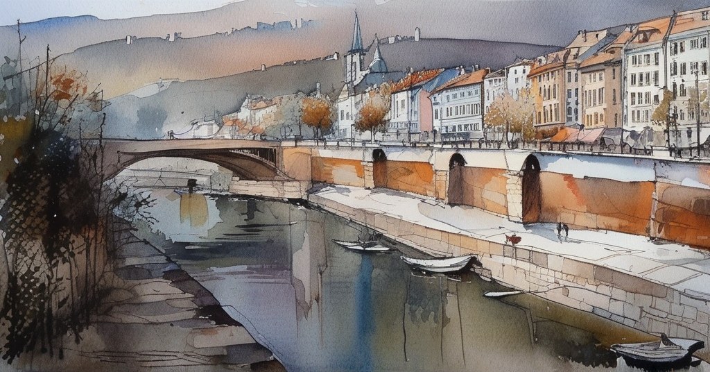 Sallanches — aquarelle — France