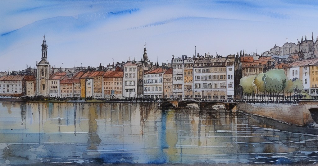 Thonon-les-Bains — aquarelle — France